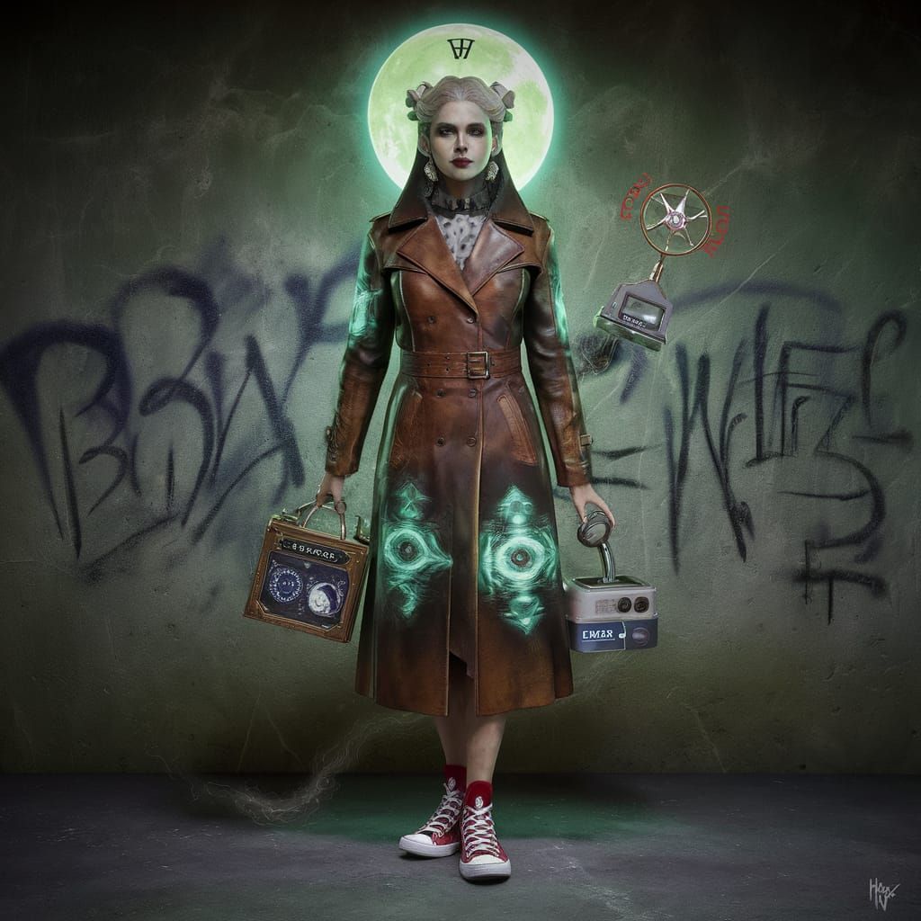 Mystical High Priestess Tarot Card in Psychedelic Style