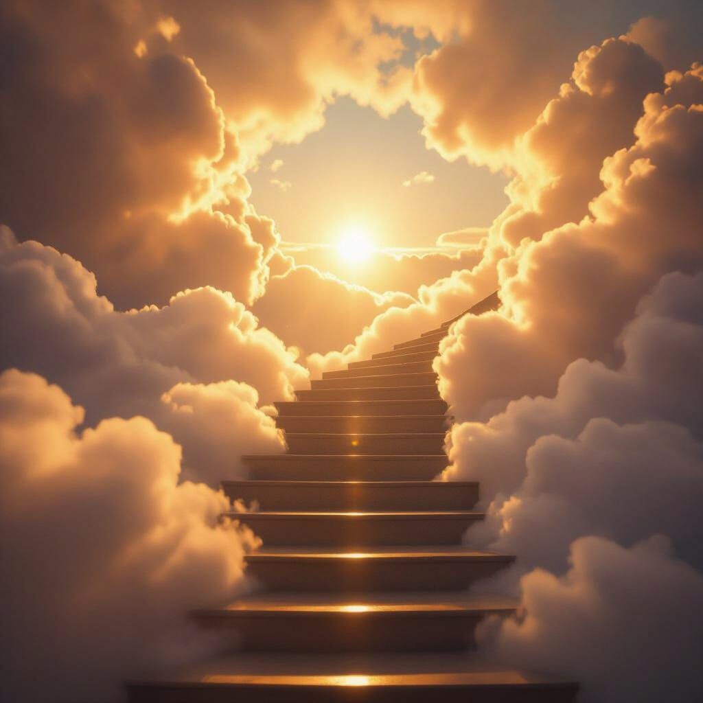 Ethereal Staircase to Heaven in Golden Light