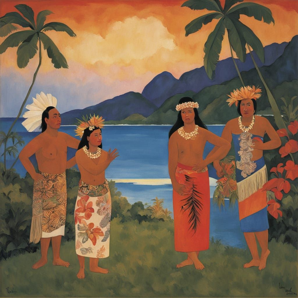 Samoan Taupou Dancer in Traditional Attire