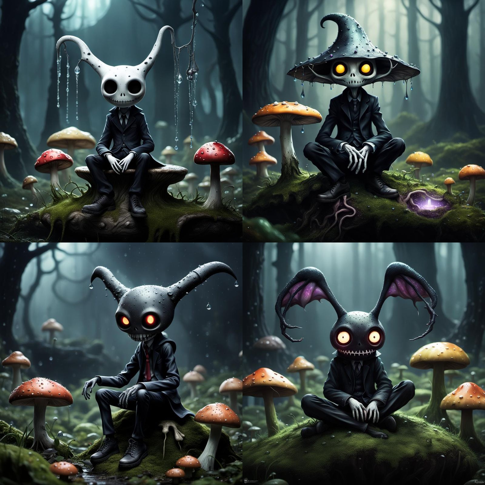Demonic Mimikyu on Mushroom: Detailed Digital Art