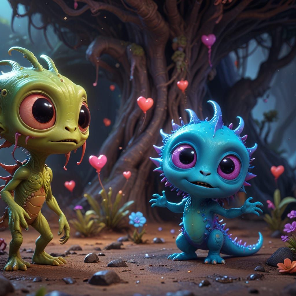 Vibrant Alien Anime Character in Fantastical World