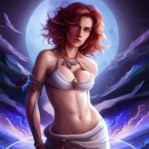 Beautiful Woman in Net Bra, Fantasy Concept Art