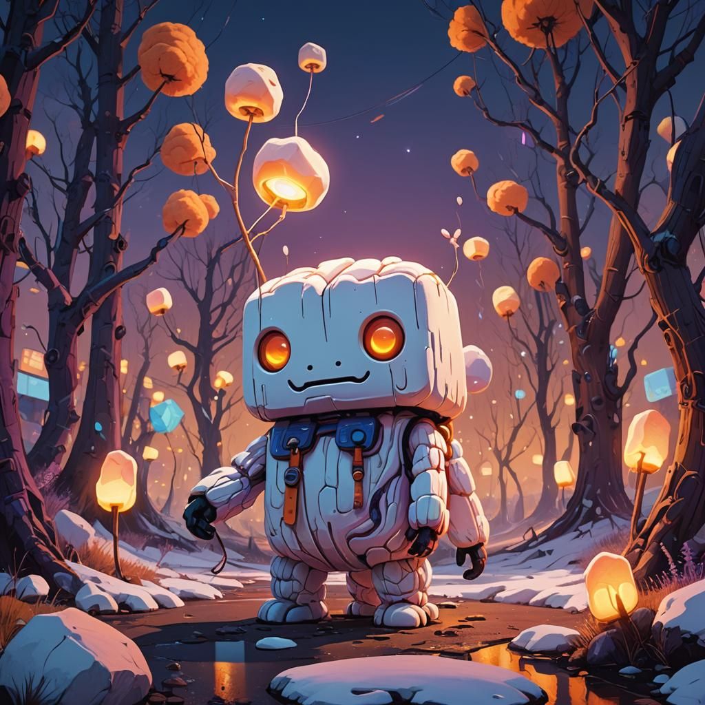 Anthropomorphic Marshmallow Creature in Fantasy World