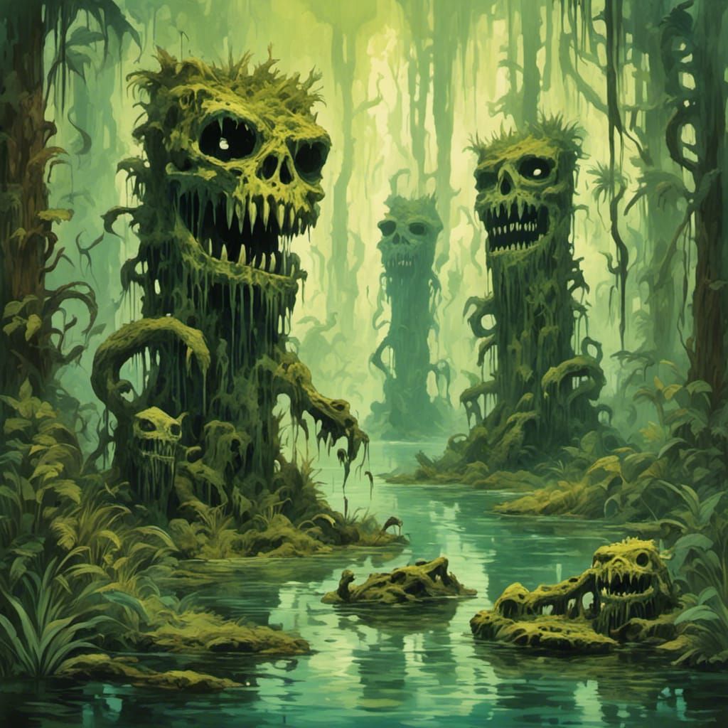 Surreal Acid Swamp Landscape