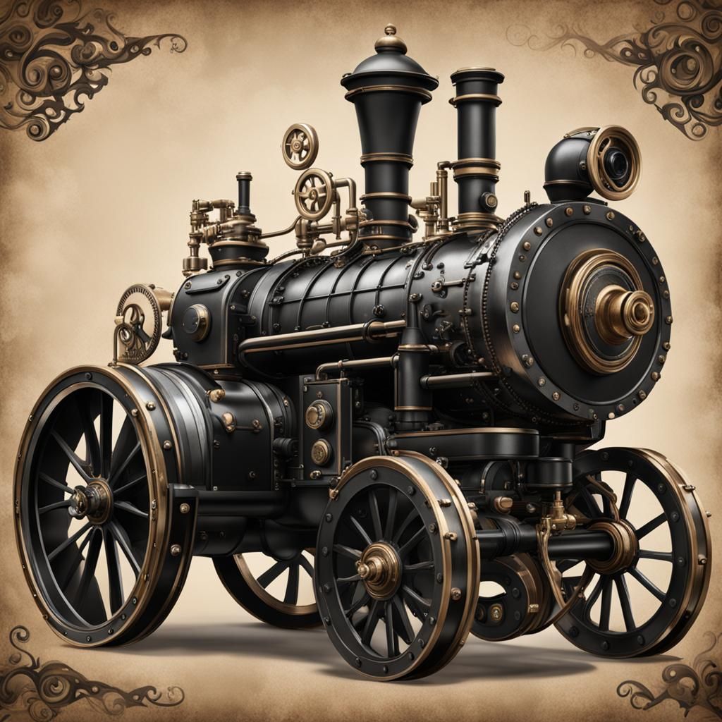 Steampunk Engine Meets Black Girl Portrait