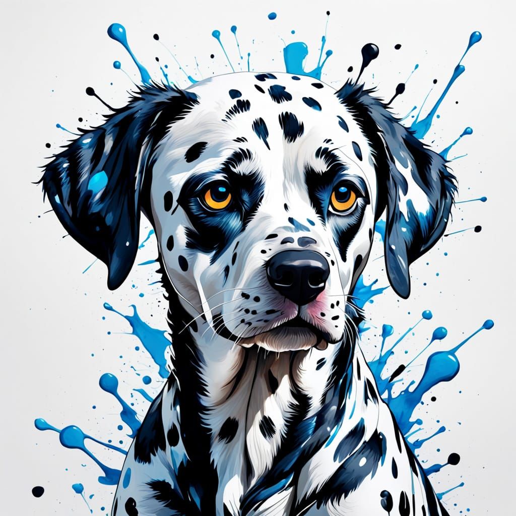 Dalmatian Formed From Black Ink Splashes