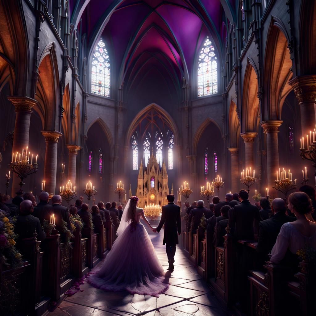 Epic Vampire Wedding in Cathedral: Dark Fantasy Art