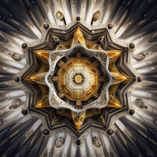 Harmonious 3D Geometric Image Merging Sacred Geometry