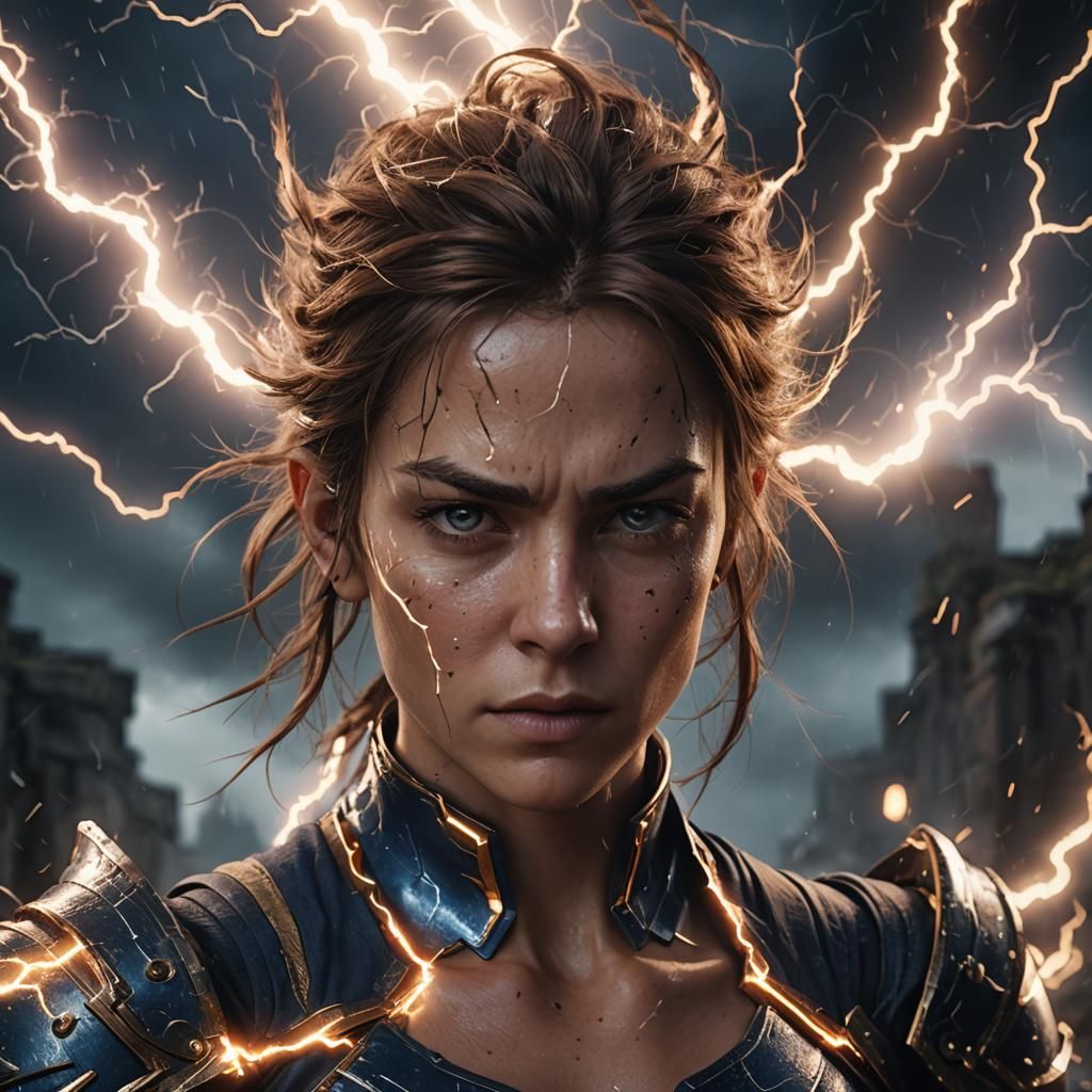 Dynamic Lightning Strike in Detailed Matte Painting