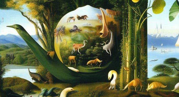 Ecological Biopunk Map with Animals and Cryptids