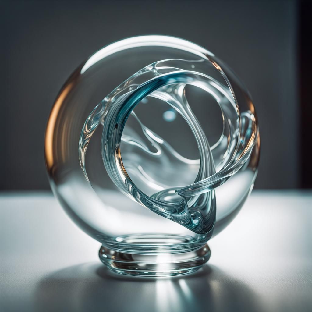 Elegant Glass Sculpture in Soft Studio Lighting