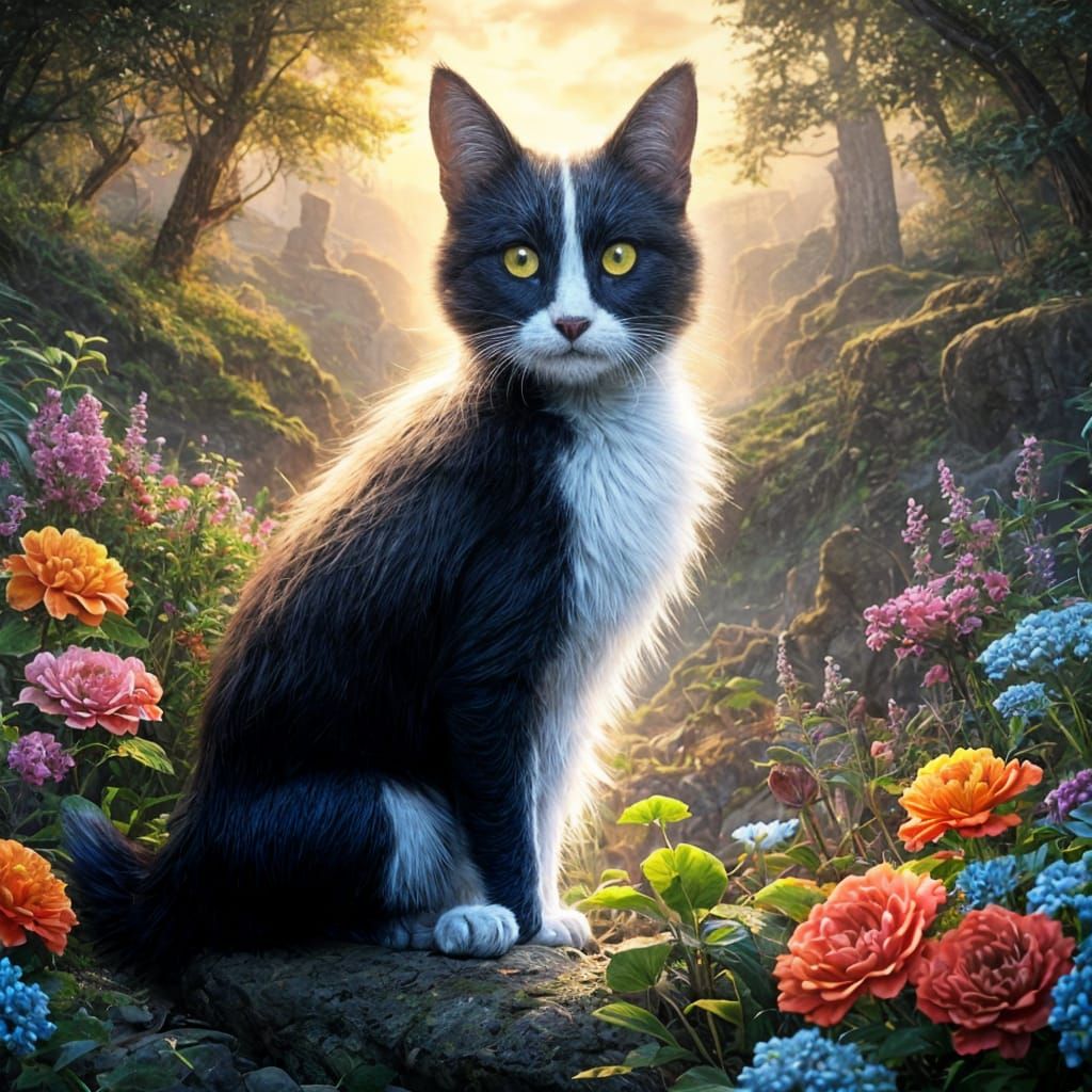 Gothic Sprite Lurking in a Moonlight Garden