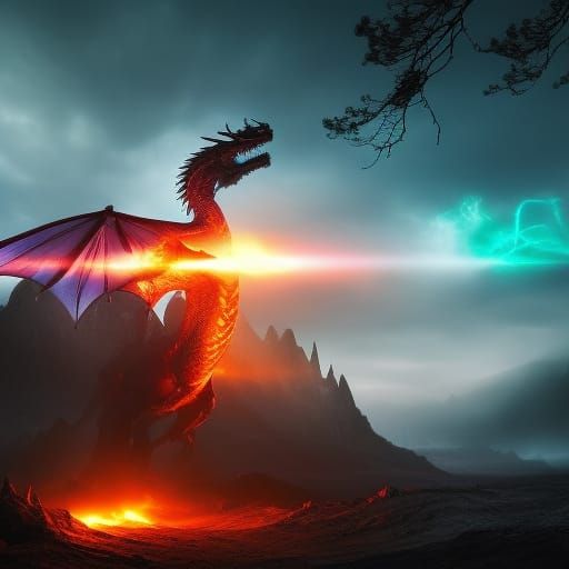 Dragon's Demise in Realistic Dark Fantasy Style