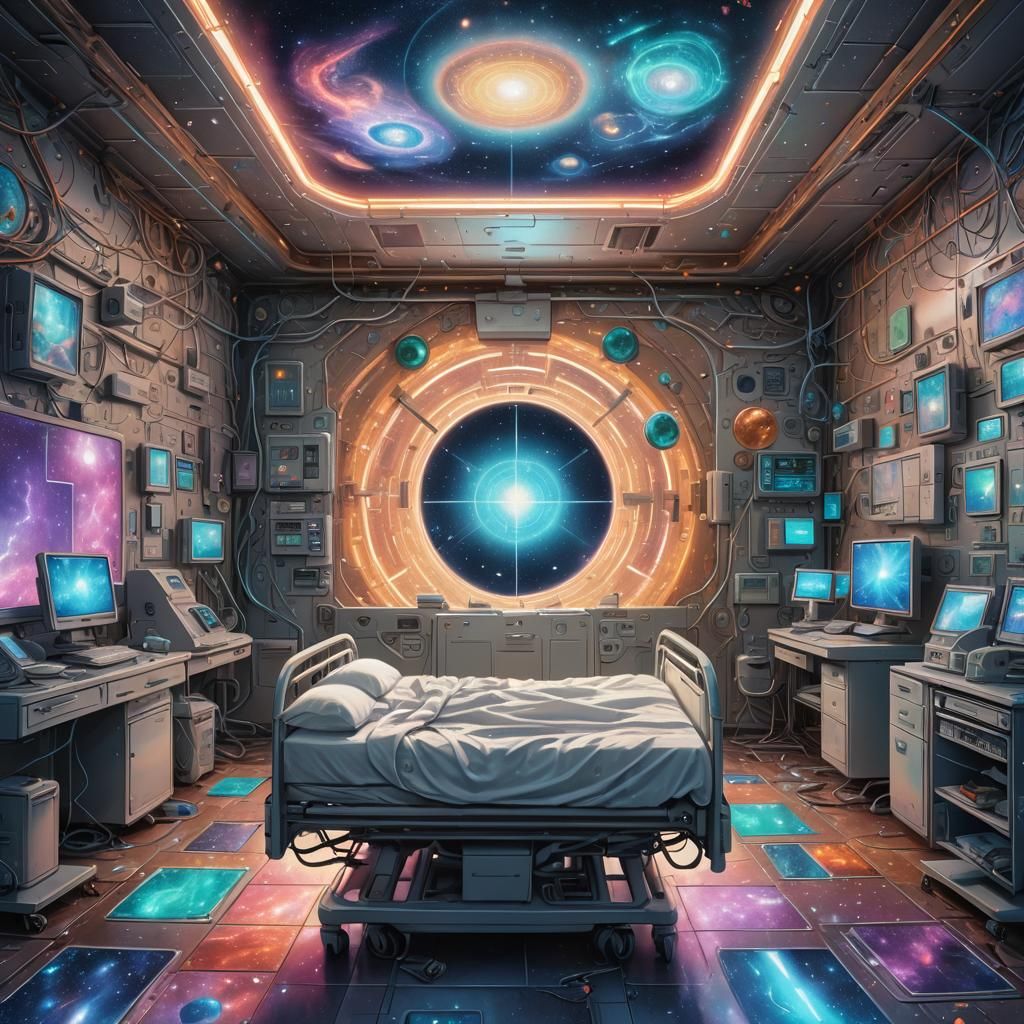 Liminal Hospital Room in Astral Cosmic Style