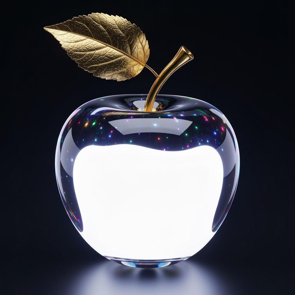 Glowing Glass Apple with Golden Stem