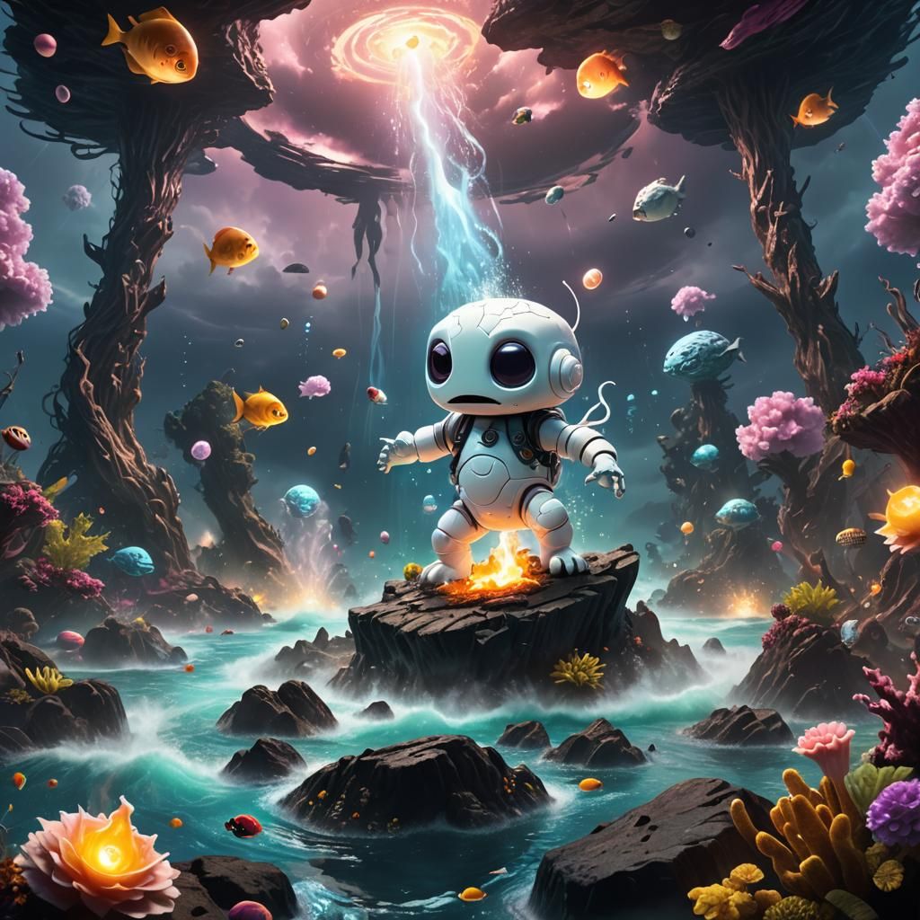 Marshmallow Alien in Underwater Atomic Cyclone
