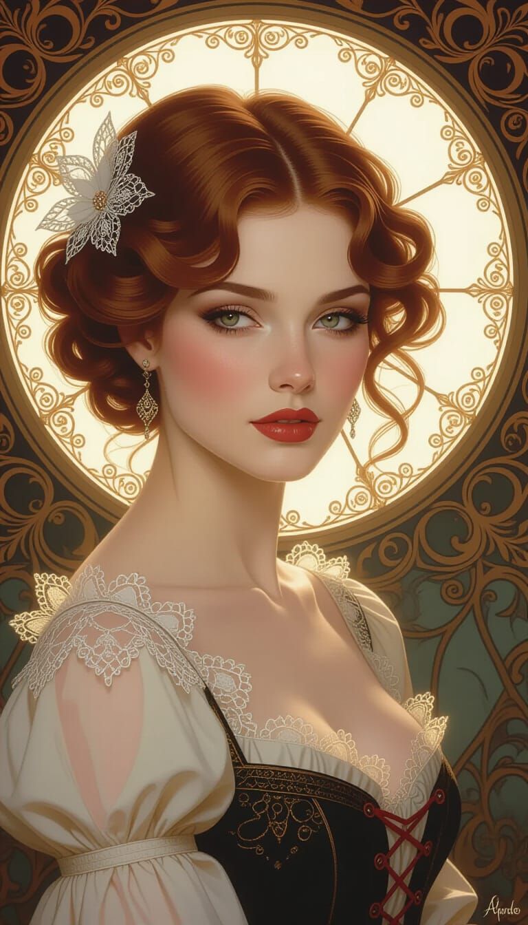 Provocative Woman Portrait in Pre-Raphaelite Style