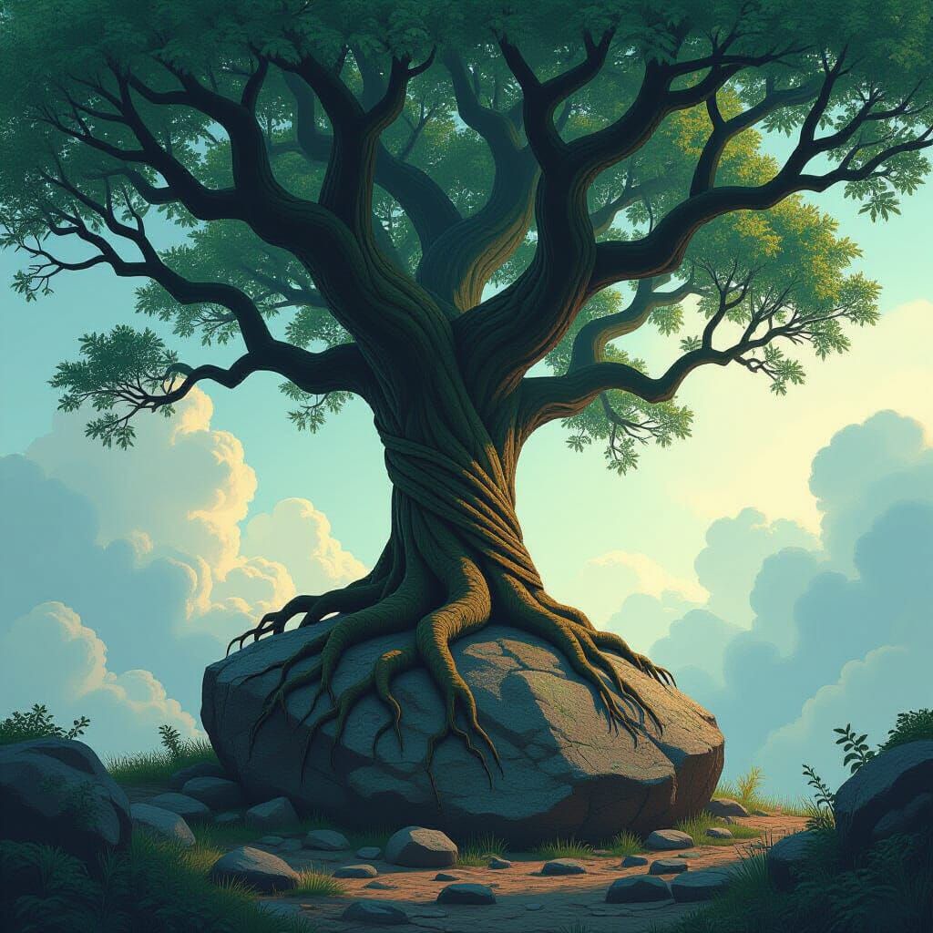 Majestic Tree Roots Entwined with Weathered Rock