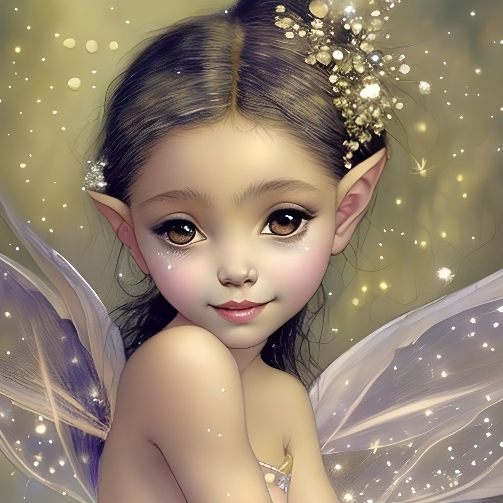 Adorable Fairy with Sparkles, Whimsical Art