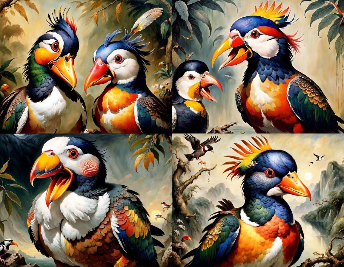 Surreal Avian Mutant in Romantic Style