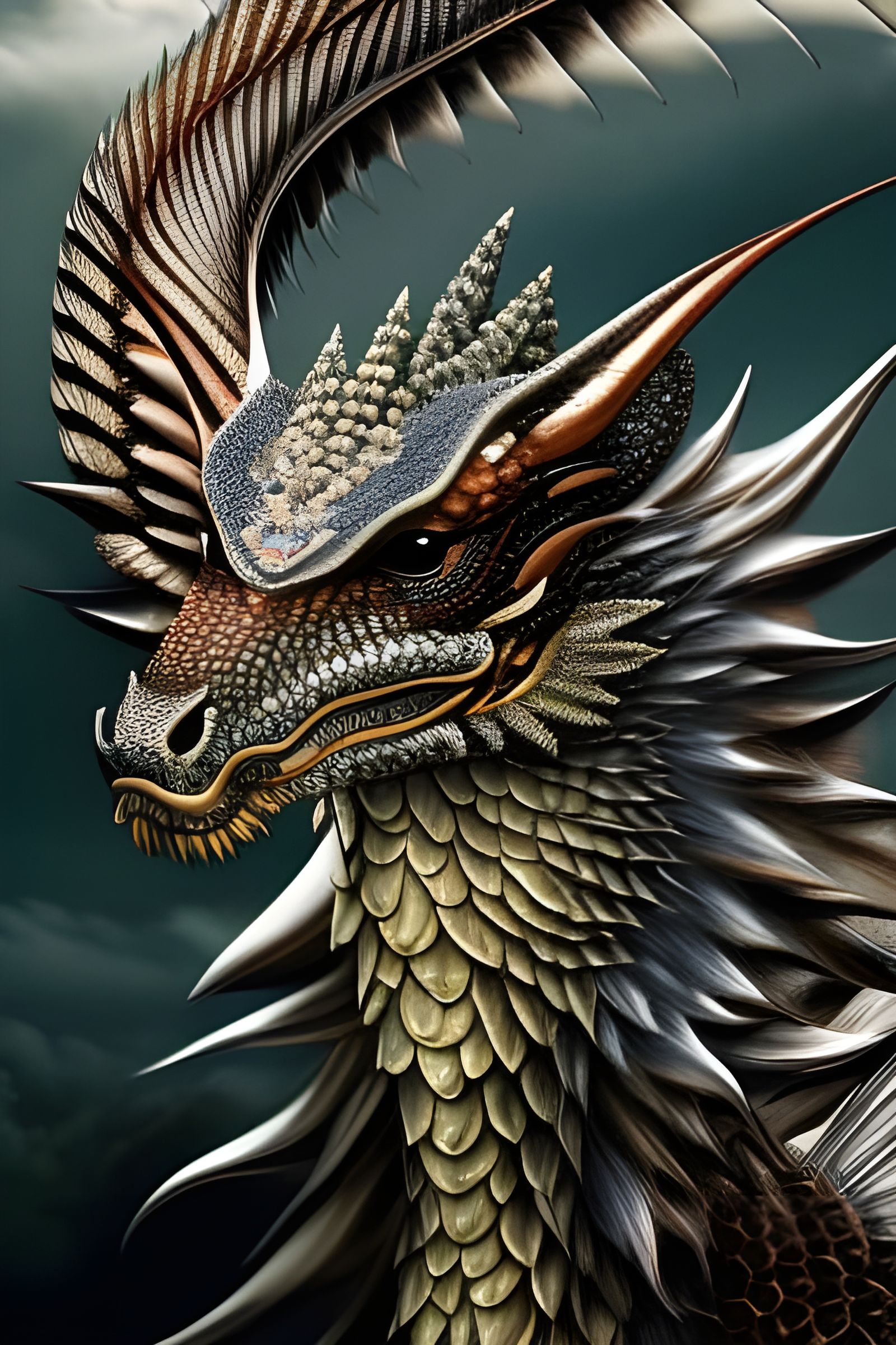 Hyperrealistic Dragon Lady Portrait with Reflective Eyes