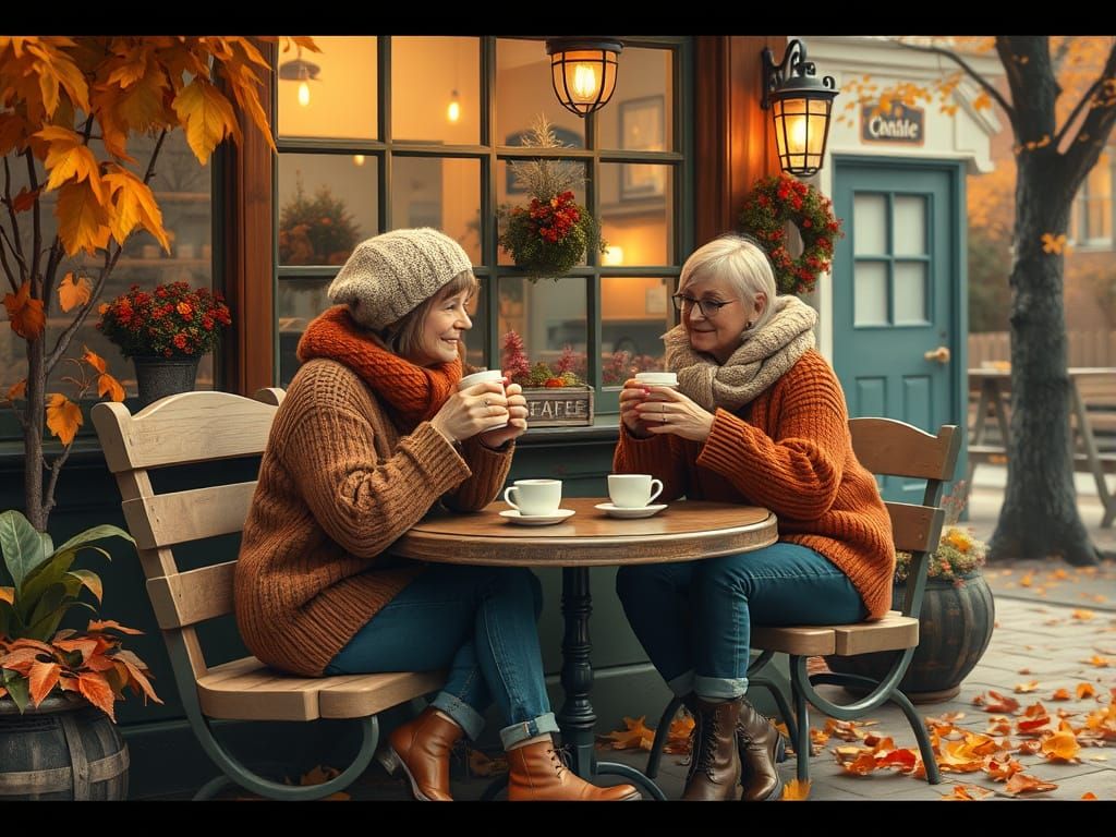 Cozy Autumn Coffee: Rockwell-esque Cafe Scene