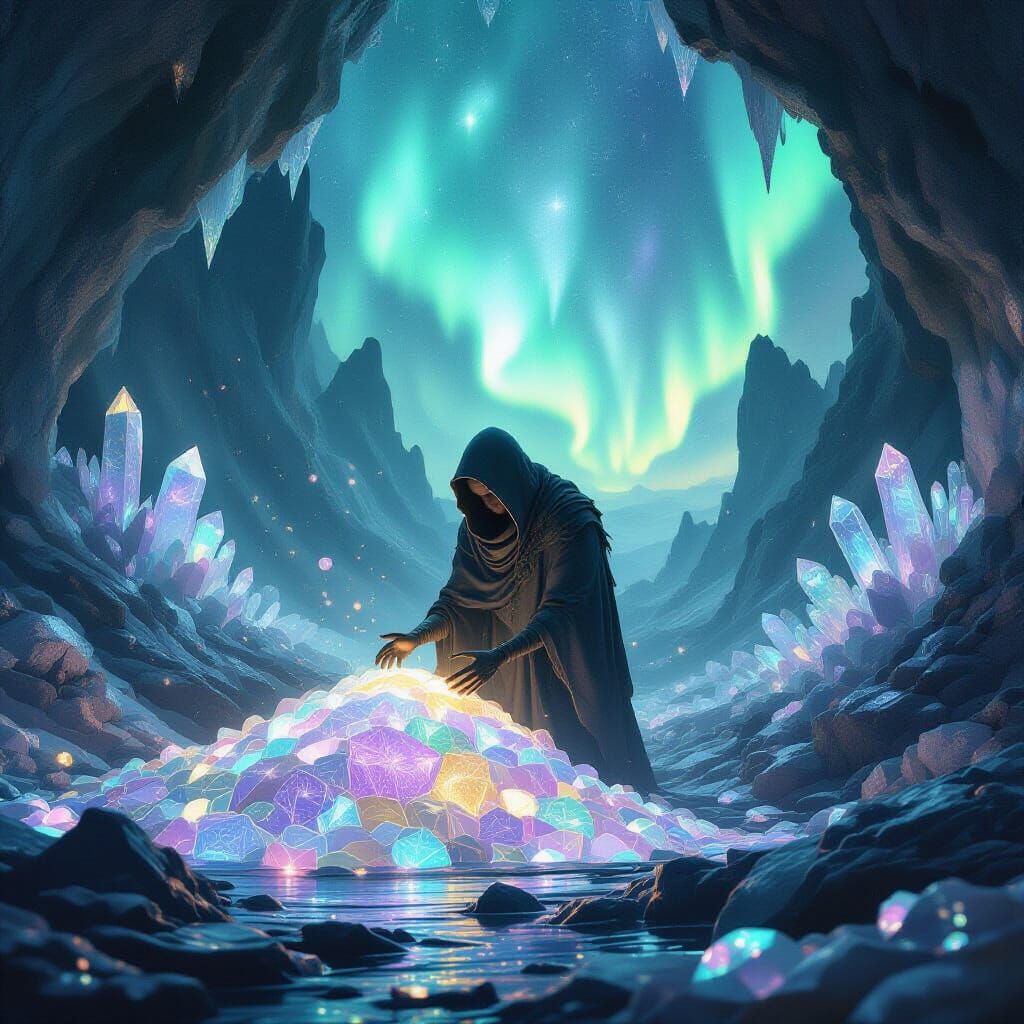 Dream Scavenger in Ethereal Cavern Digital Painting