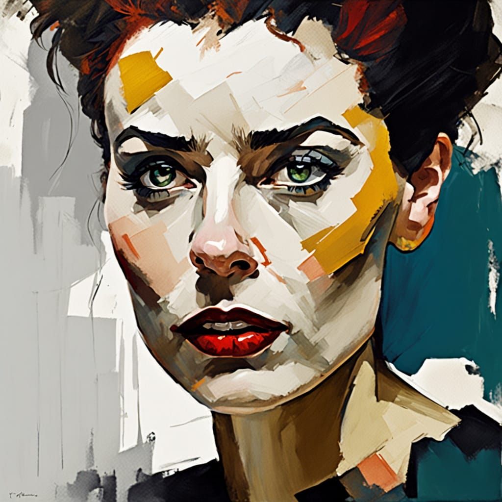 German Expressionist Portrait of a Woman with Intense Gaze