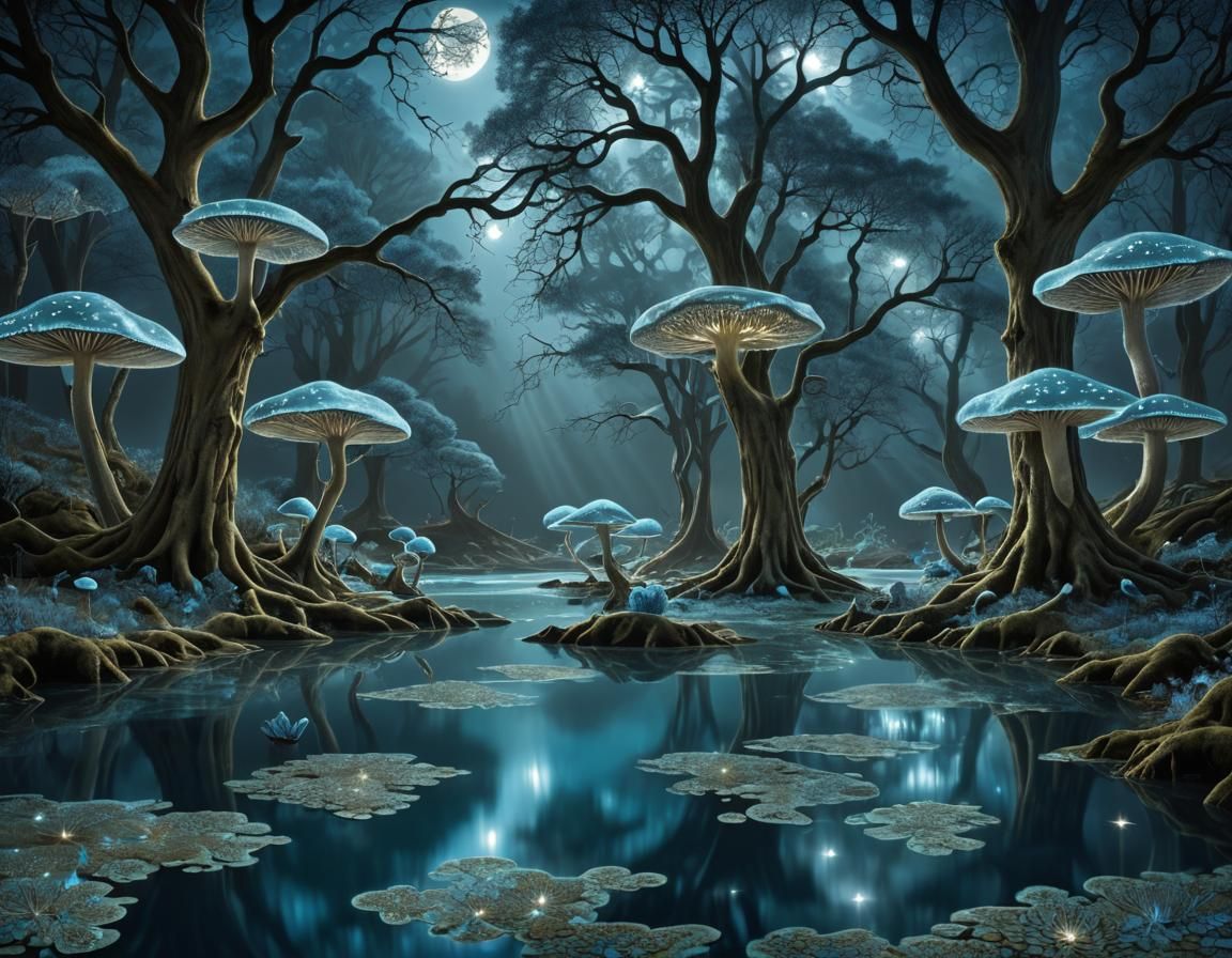 Fractal Moonbeams on Deep Blue Lake