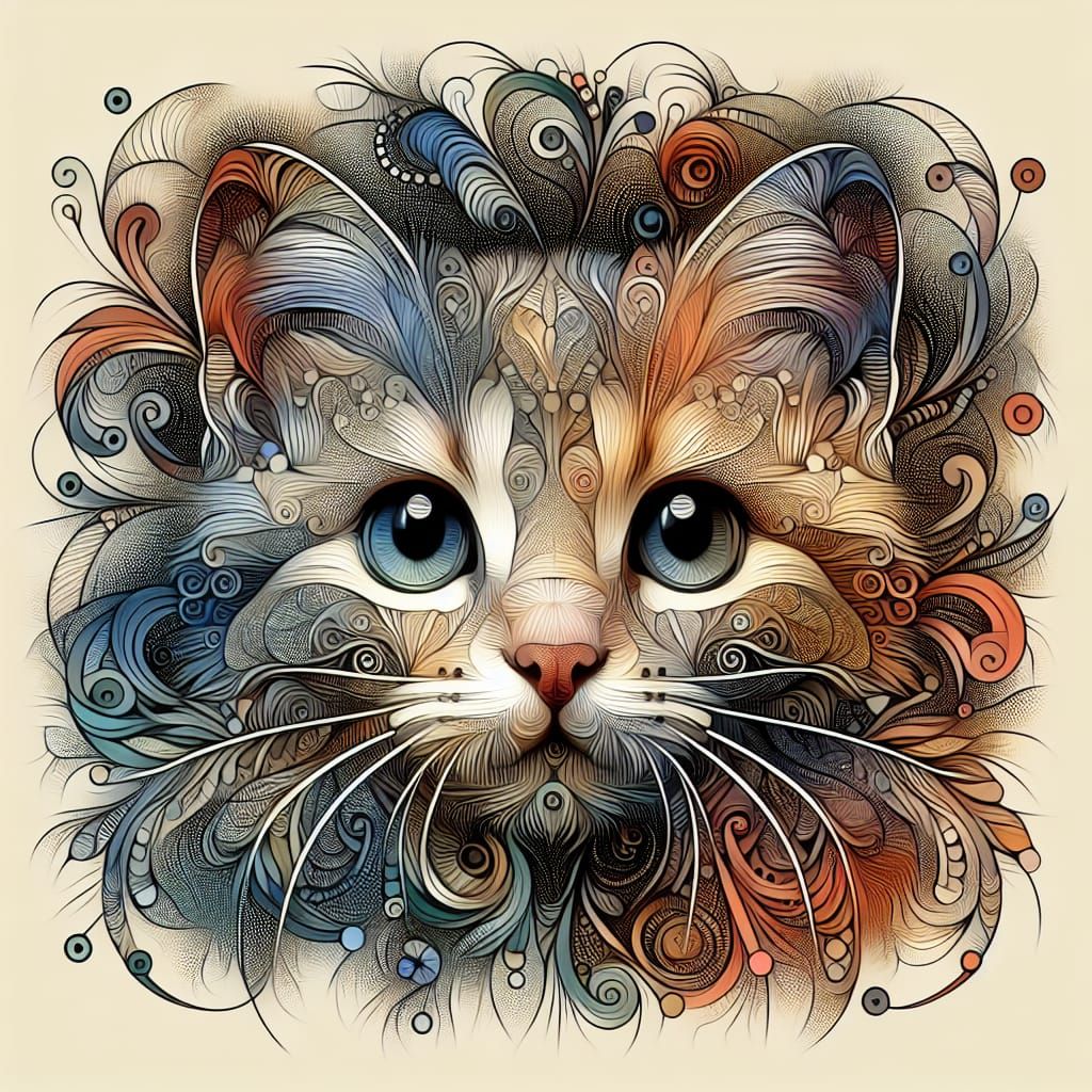 Intricate Feline Art Inspired by Watercolor Techniques