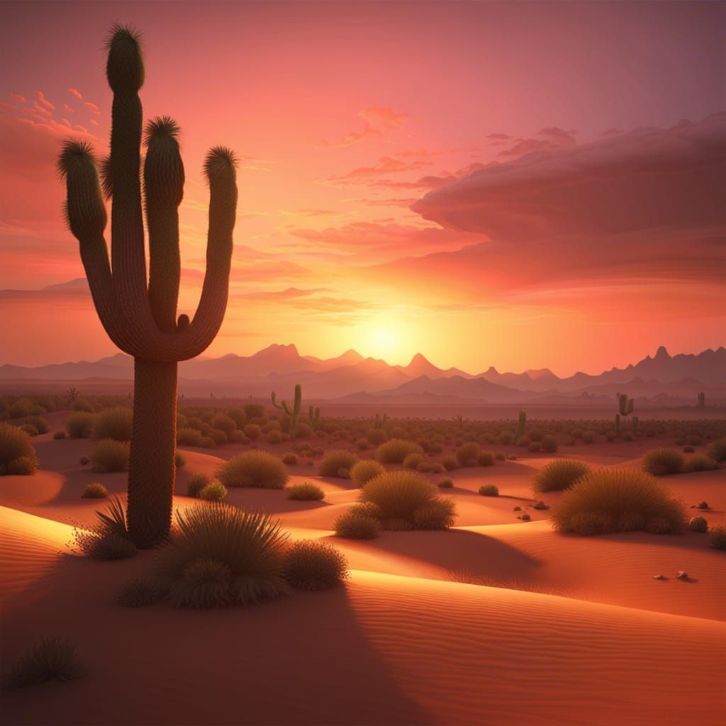 Tranquil Desert Sunset in Hyperreal Detail