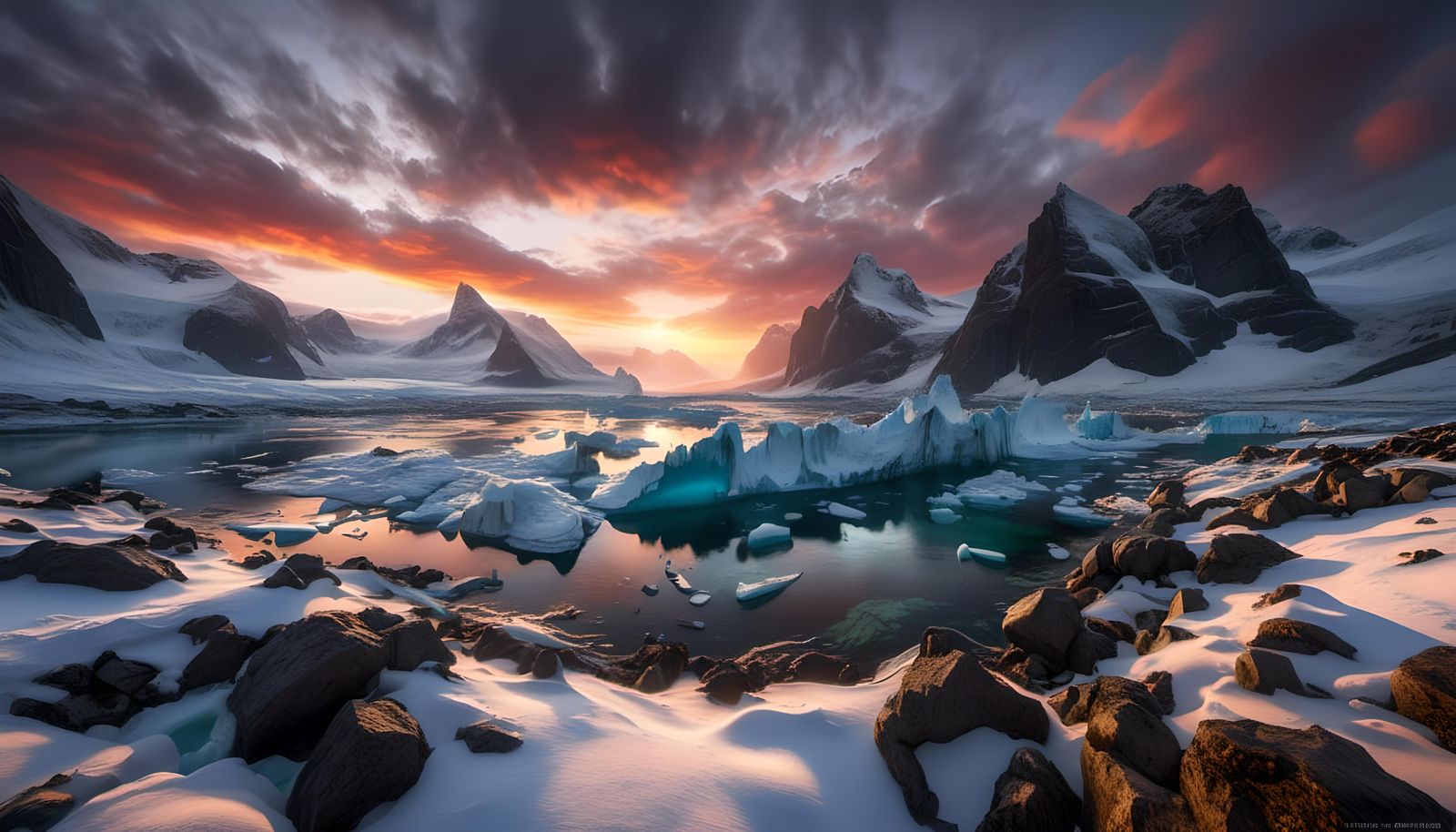 Epic Antarctic Glacier Sunset Landscape