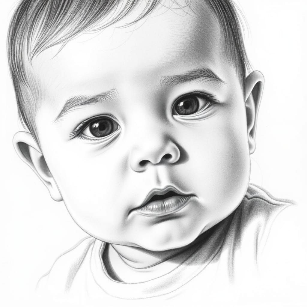 Hyper-Realistic Portrait of a Delicate Two-Year-Old Baby