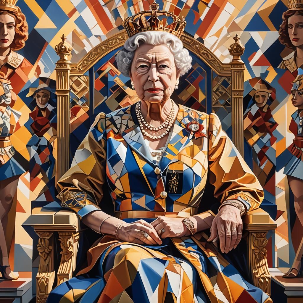 Queen Elizabeth II in Cubist Royal Portrait