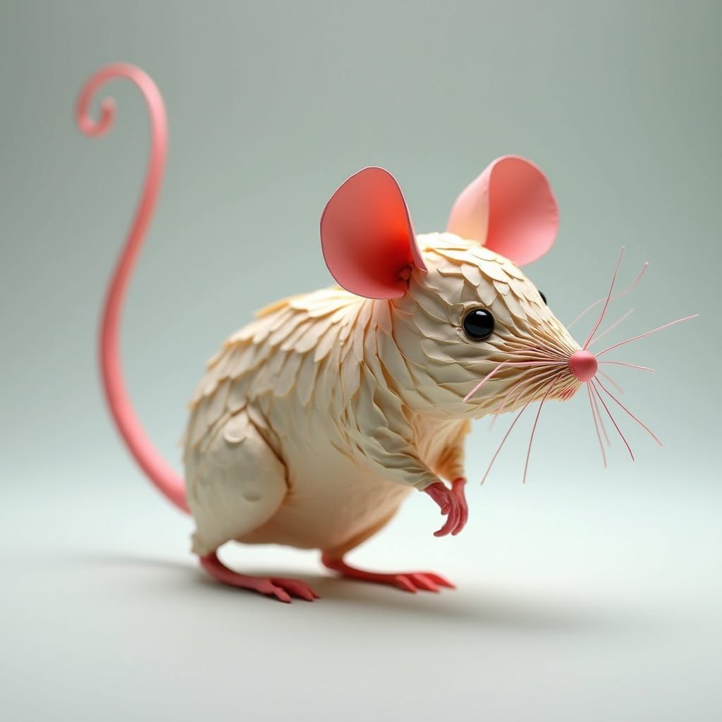 Delicate Origami Mouse in 3D