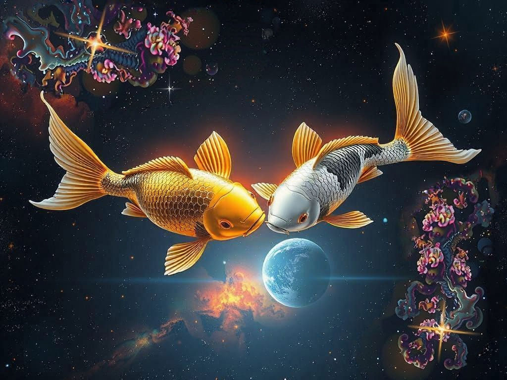 Celestial Koi in Cosmic Splendor