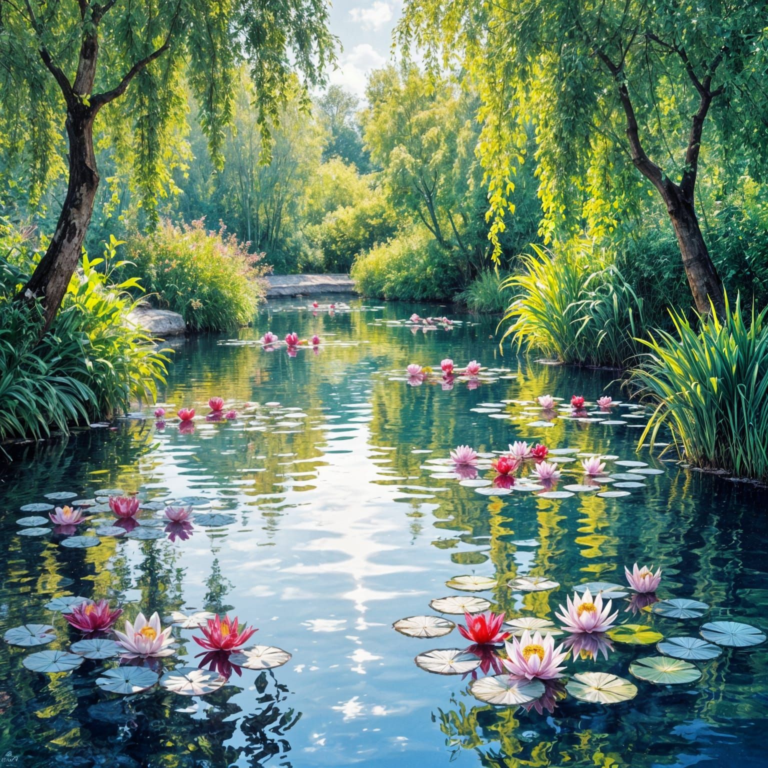 Evaporating Swimming Pool in Impressionist Style