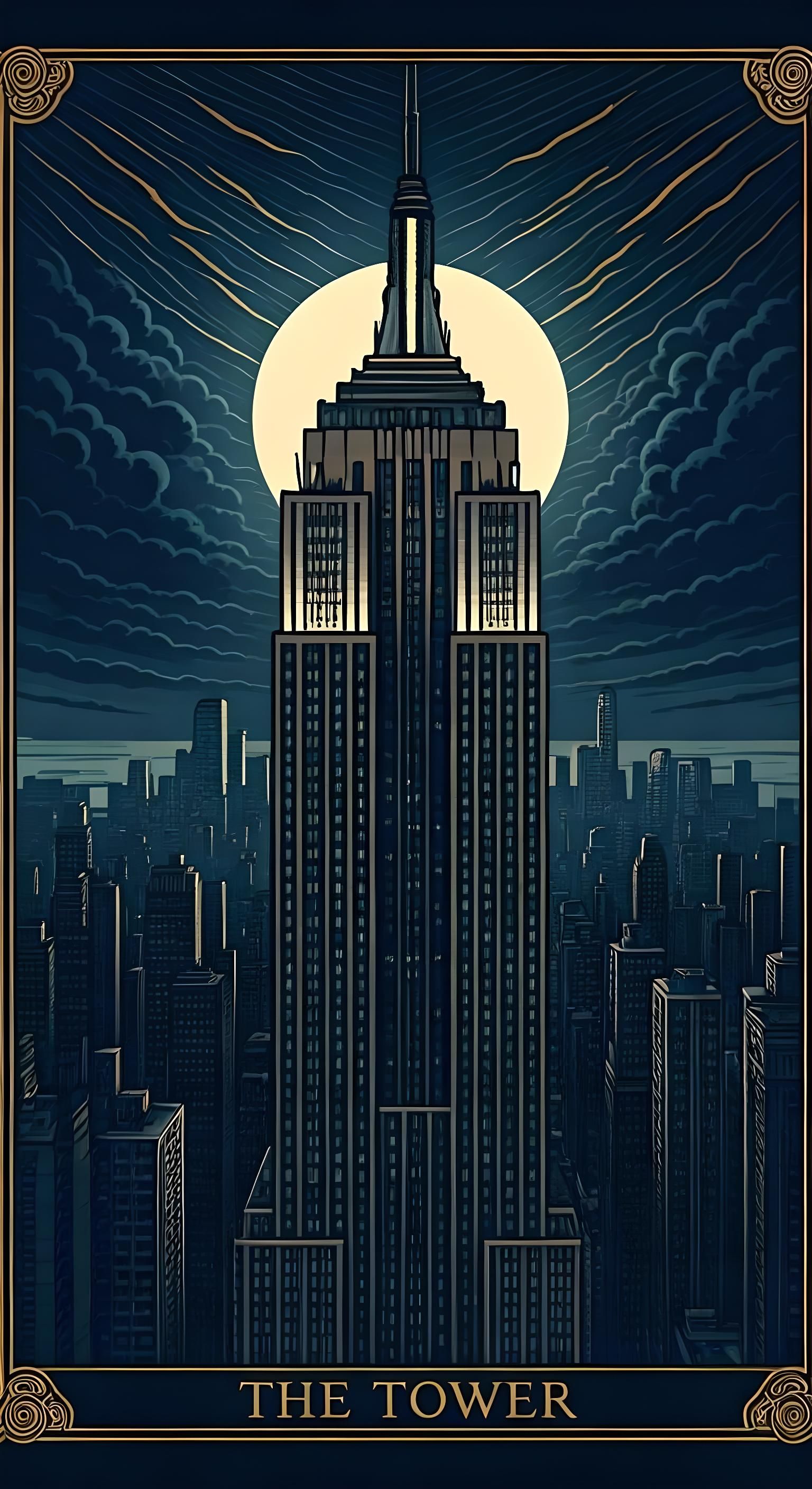 Empire State Building as Tower  Tarot Card