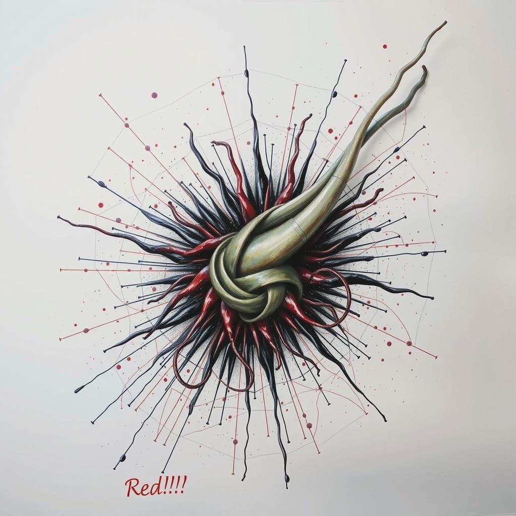 Abstract Swirling Red Forms