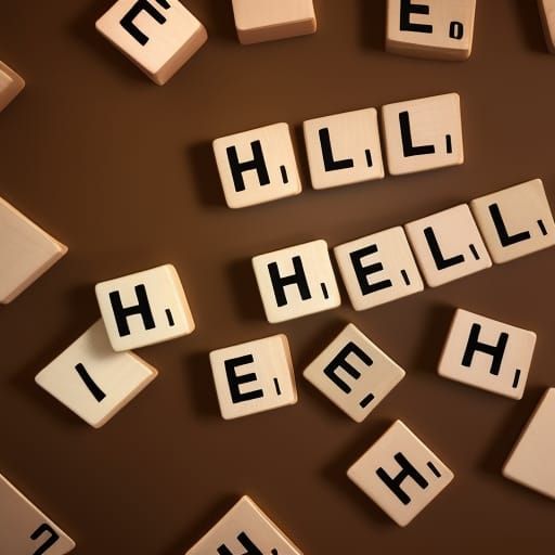 Scrabble Tiles Spelling Hello in Detailed Digital Art