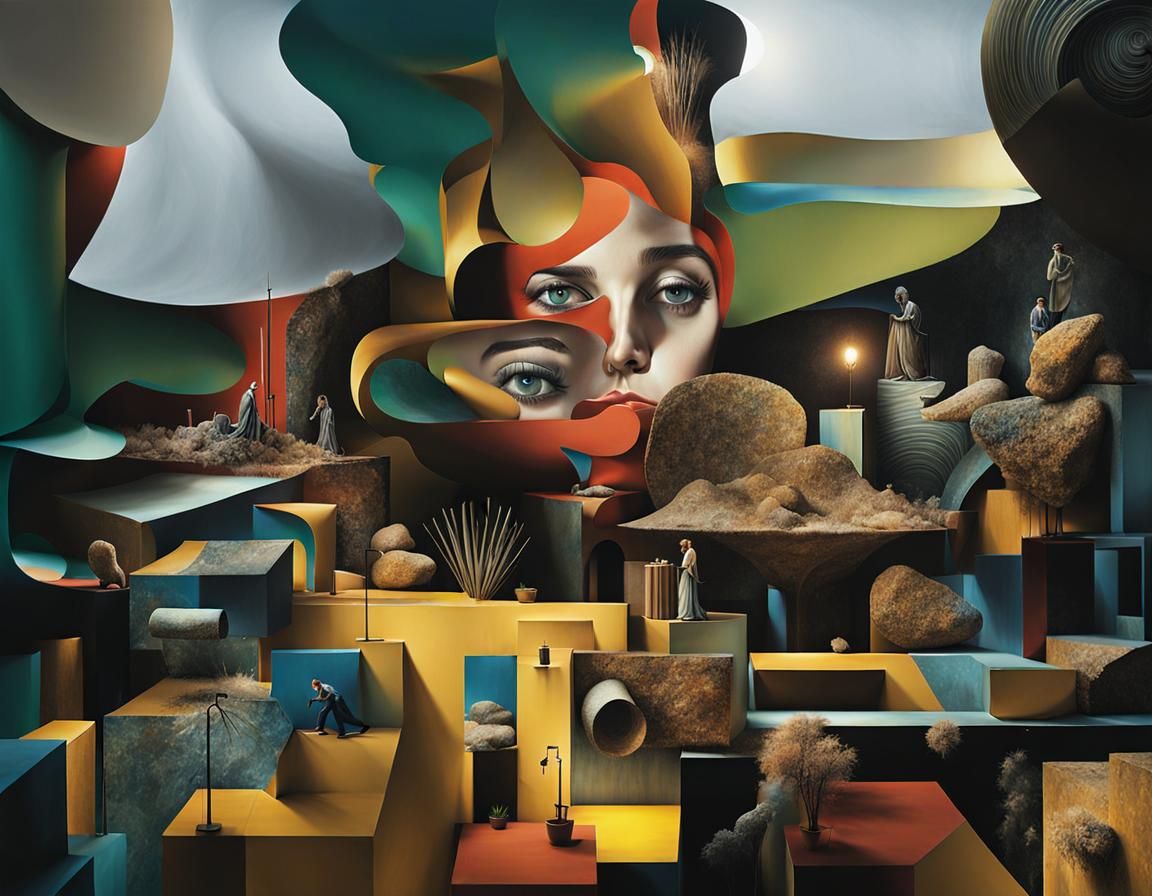 Surreal Abstract Rock Singers in Hyperdetailed Painting