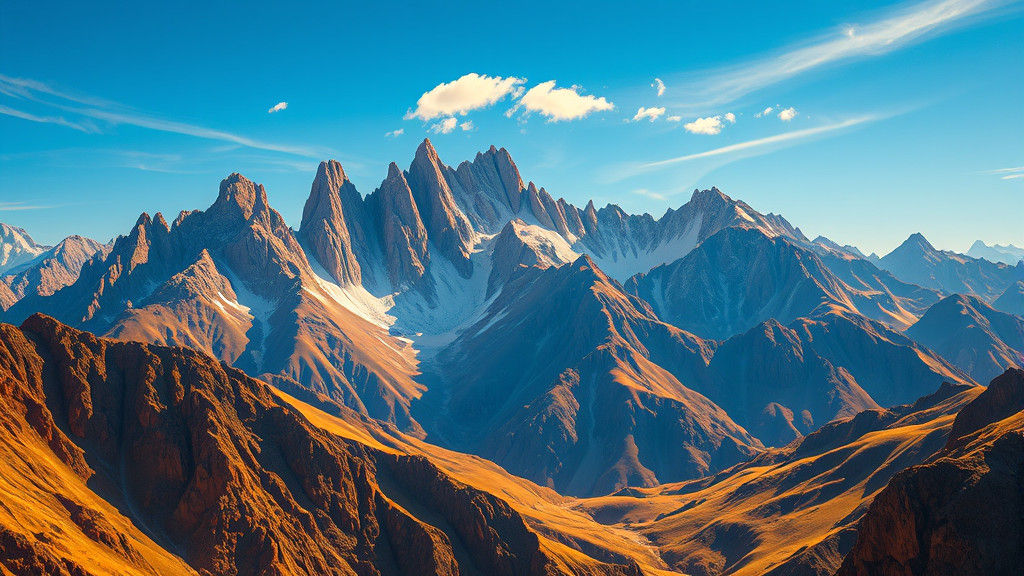 Golden Mountains Landscape in Realistic Style