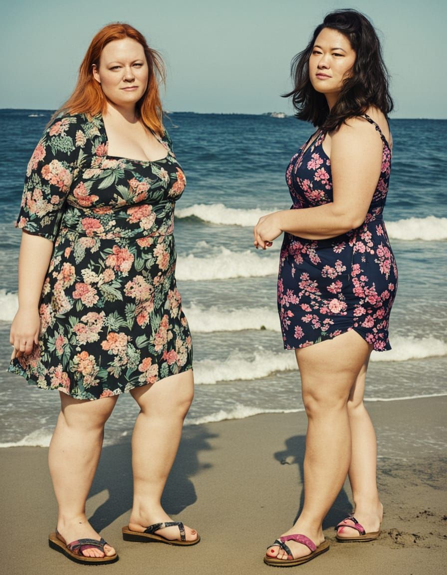 Two Girls Enjoying a Sunny Day at the Beach