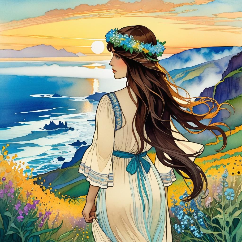 Dreamy Woman Amidst Nature's Splendor