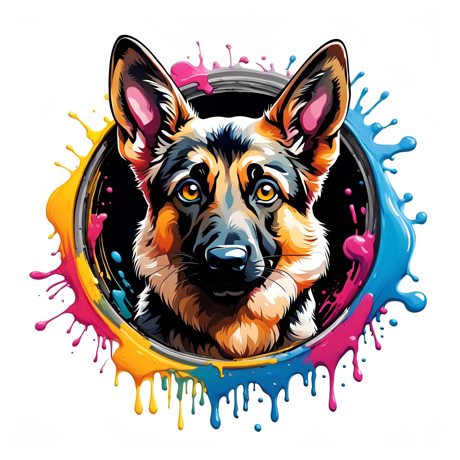 Vectorized German Shepherd Logo in Graffiti Style