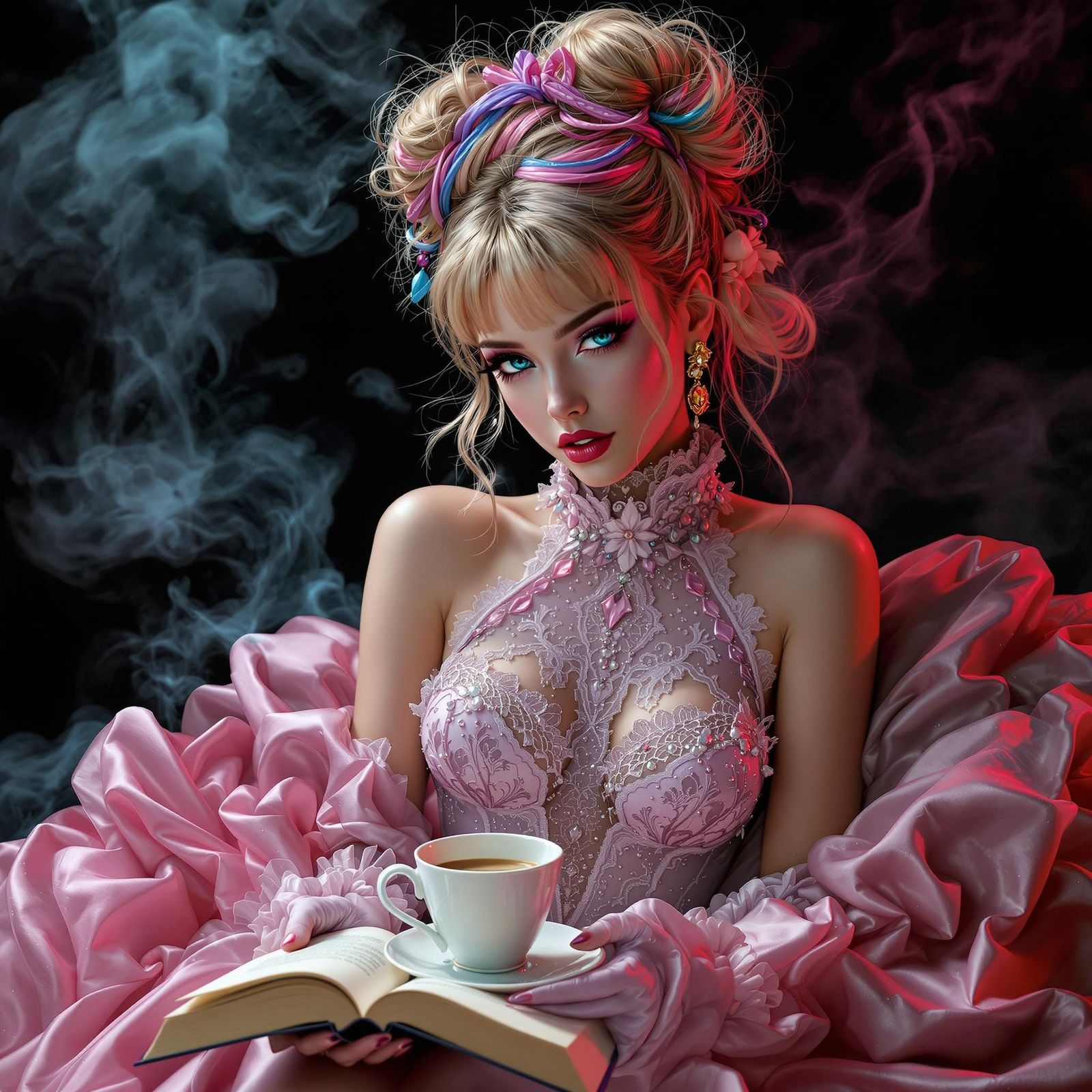 Manga-Style Emo-Punk Girl in Morning Coffee Scene