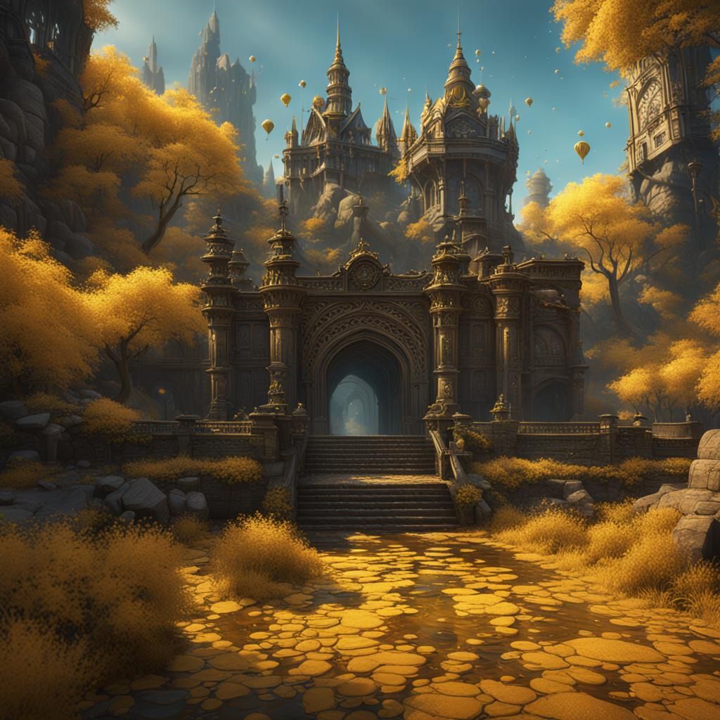 Fantastical Yellow Castle Concept Art