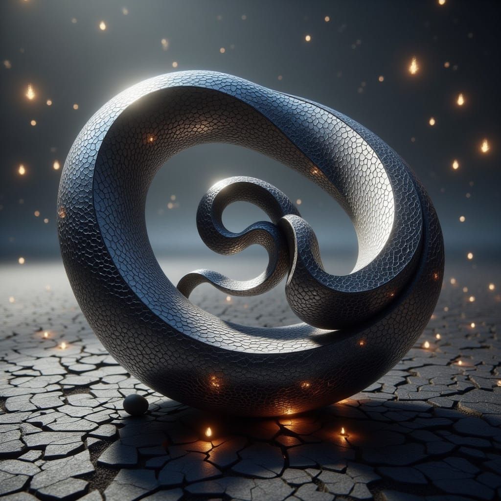 Ethereal Moebius-Strip Snake Forms Infinity Symbol in Hyper-...