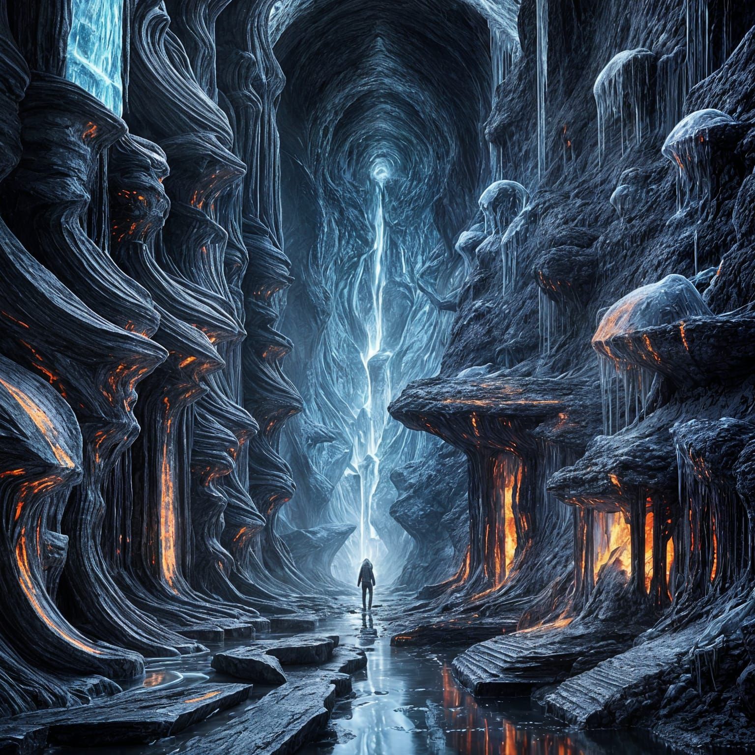 Bizarre Lava and Ice Hieroglyphic Abomination