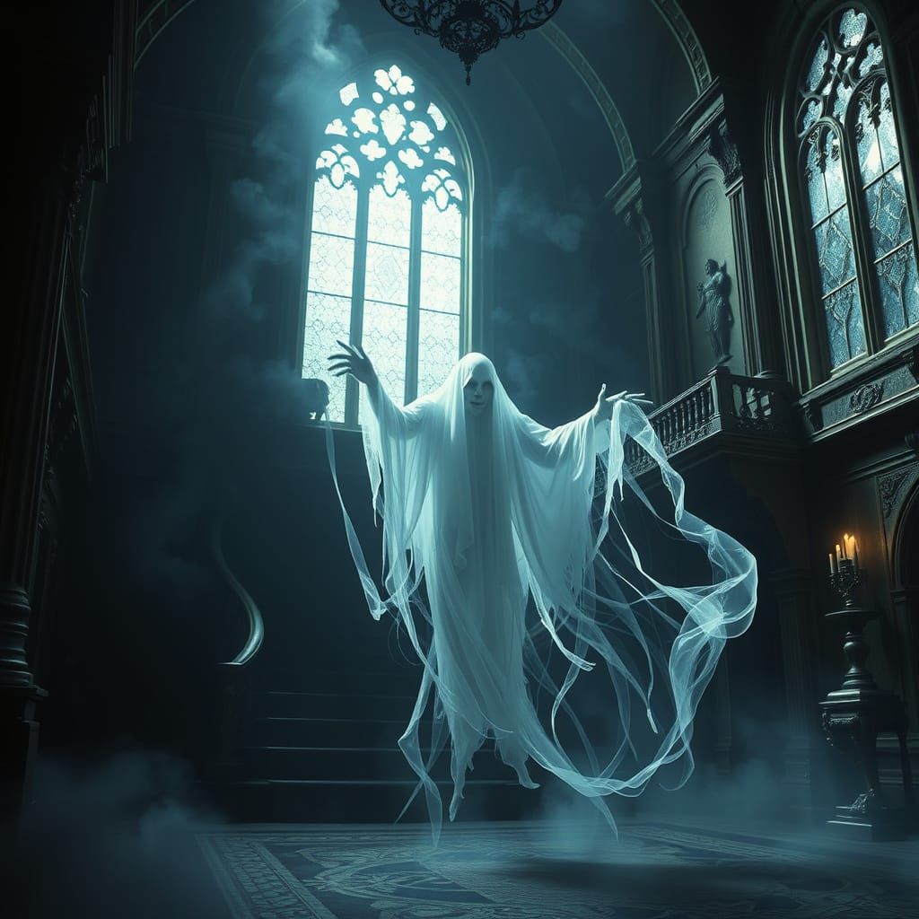 Spectral Spirit in a Haunted Mansion in Epic Cinematic Style